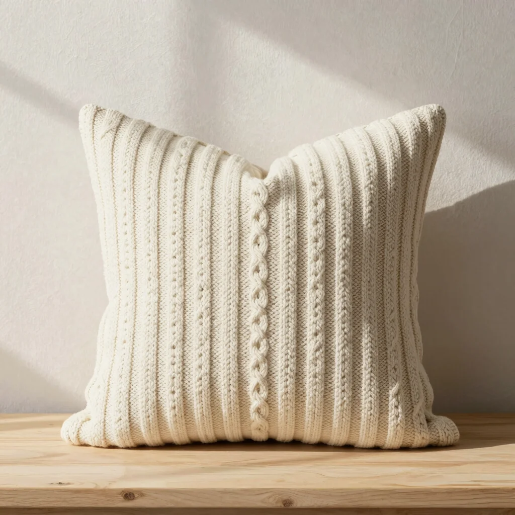 Soft Cream Cable Knit Pillow Cover